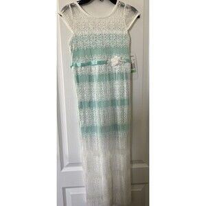 NWT Tween Diva White And Aqua Maxi Dress Size 8